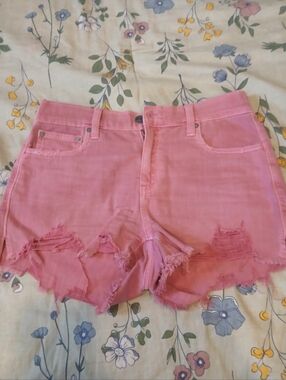 Aerie Pink Distressed Daydream Jean Shorts